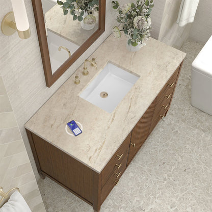 James Martin - Myrrin 48" Single Vanity, Mid Century Walnut, w/ 3 CM Tajnar Eclos Top w/FreePower Wireless Charger - 485-V48-WLT-FTJR view 7