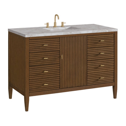 James Martin - Myrrin 48" Single Vanity, Mid Century Walnut w/ 3 CM Victorian Silver Silestone Top w/FreePower Wireless Charger - 485-V48-WLT-FVSL view 11
