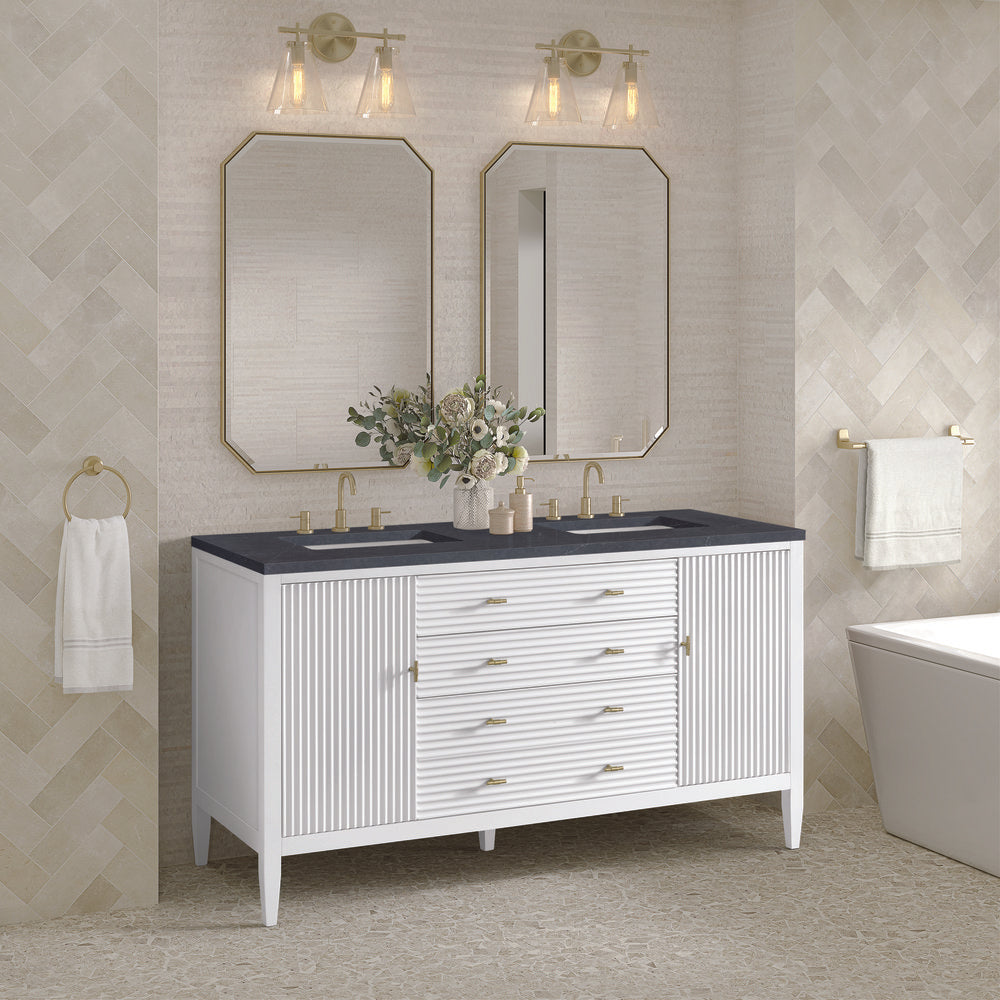 James Martin - Myrrin 60" Double Vanity, Bright White w/ 3 CM Charcoal Soapstone Silestone Top - 485-V60D-BW-3CSP view 4