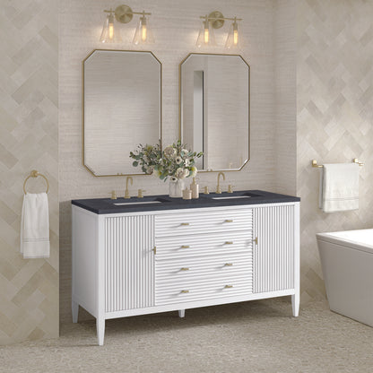 James Martin - Myrrin 60" Double Vanity, Bright White w/ 3 CM Charcoal Soapstone Silestone Top - 485-V60D-BW-3CSP view 4