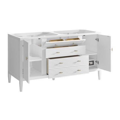 James Martin - Myrrin 60" Double Vanity, Bright White w/ 3 CM Charcoal Soapstone Silestone Top - 485-V60D-BW-3CSP view 8