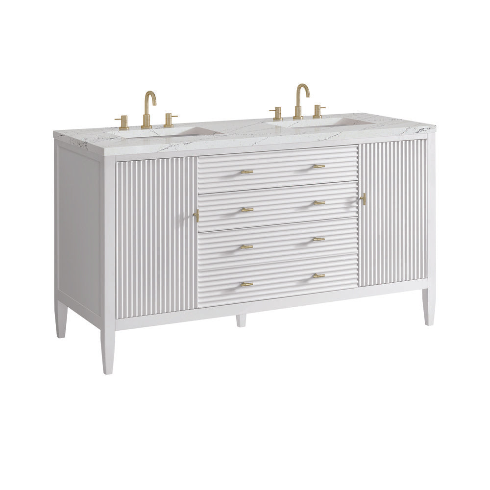 James Martin - Myrrin 60" Double Vanity, Bright White w/ 3 CM Ethereal Noctis Silestone Top - 485-V60D-BW-3ENC view 10