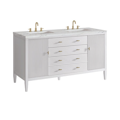 James Martin - Myrrin 60" Double Vanity, Bright White w/ 3 CM Ethereal Noctis Silestone Top - 485-V60D-BW-3ENC view 10