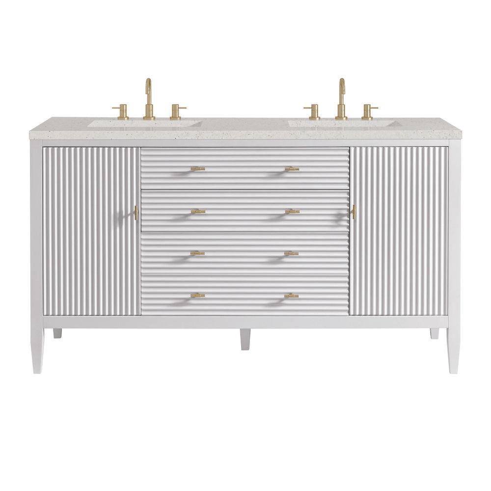 James Martin - Myrrin 60" Double Vanity, Bright White w/ 3 CM Lime Delight Silestone Top - 485-V60D-BW-3LDL view 1