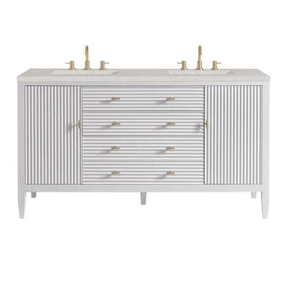 James Martin - Myrrin 60" Double Vanity, Bright White w/ 3 CM Lime Delight Silestone Top - 485-V60D-BW-3LDL view 1