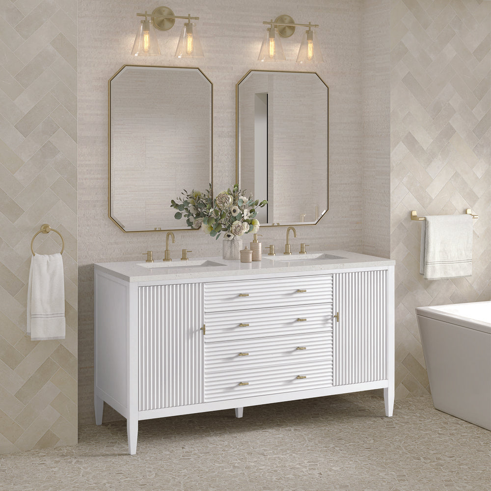 James Martin - Myrrin 60" Double Vanity, Bright White w/ 3 CM Lime Delight Silestone Top - 485-V60D-BW-3LDL view 4