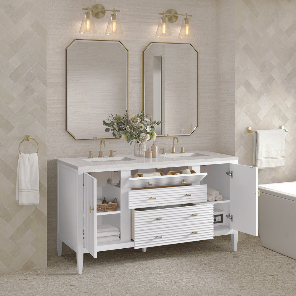 James Martin - Myrrin 60" Double Vanity, Bright White w/ 3 CM Lime Delight Silestone Top - 485-V60D-BW-3LDL view 5