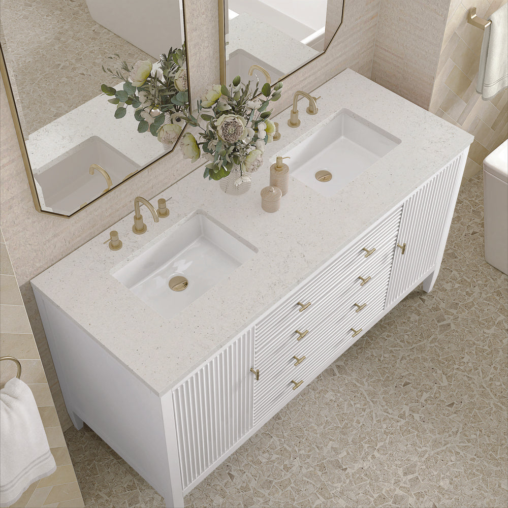 James Martin - Myrrin 60" Double Vanity, Bright White w/ 3 CM Lime Delight Silestone Top - 485-V60D-BW-3LDL view 7