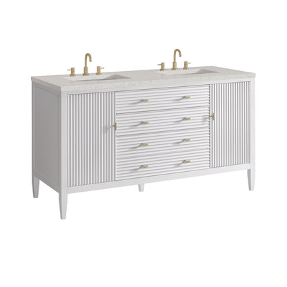 James Martin - Myrrin 60" Double Vanity, Bright White w/ 3 CM Lime Delight Silestone Top - 485-V60D-BW-3LDL view 10
