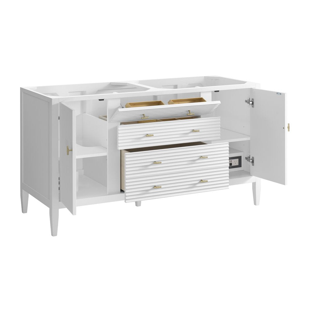 James Martin - Myrrin 60" Double Vanity, Bright White w/ 3 CM Parisien Bleu Silestone Top w/FreePower Wireless Charger - 485-V60D-BW-FPBL view 9