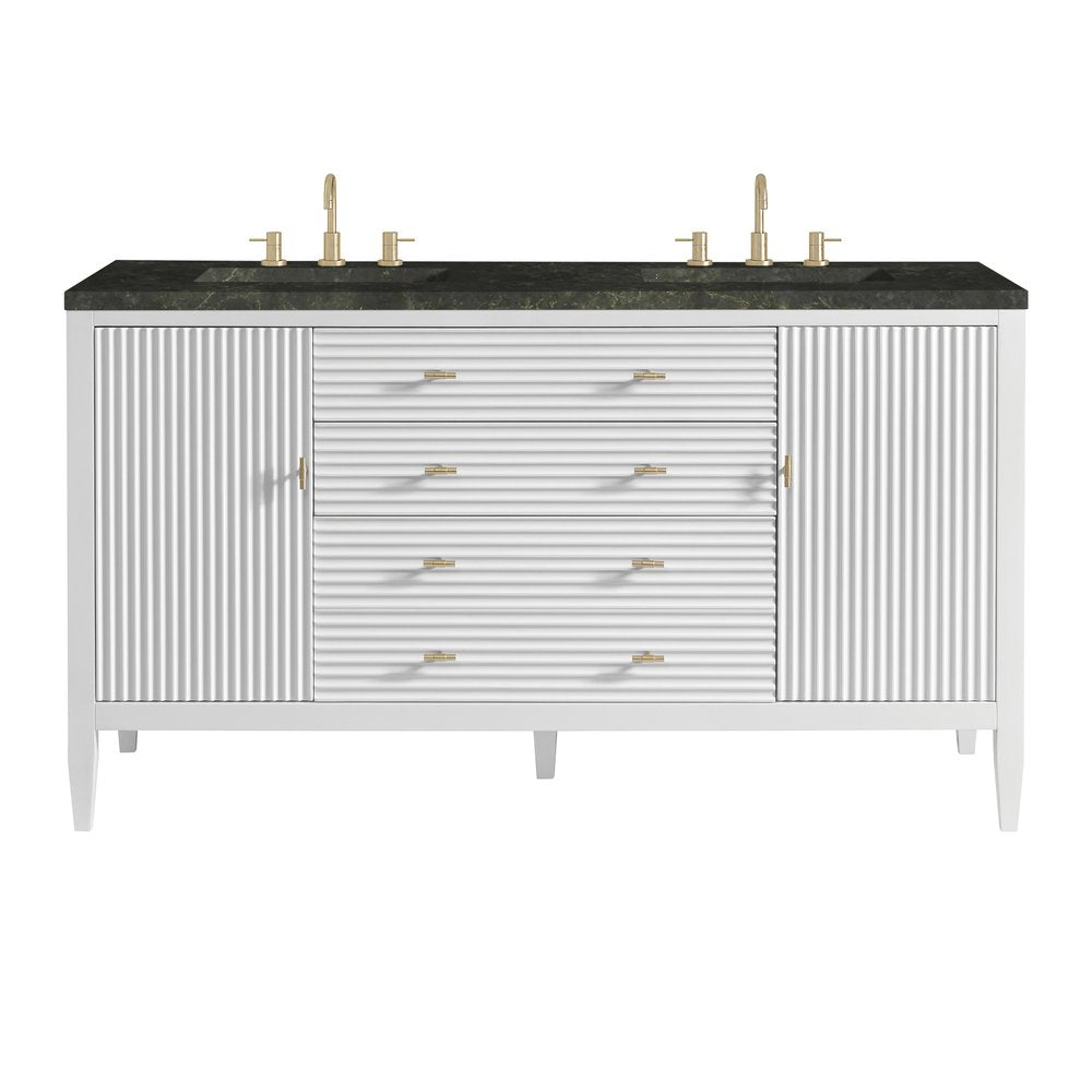 James Martin - Myrrin 60" Double Vanity, Bright White, w/ 3 CM Phantome Eclos Top - 485-V60D-BW-3PHT view 1