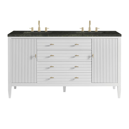 James Martin - Myrrin 60" Double Vanity, Bright White, w/ 3 CM Phantome Eclos Top - 485-V60D-BW-3PHT view 1