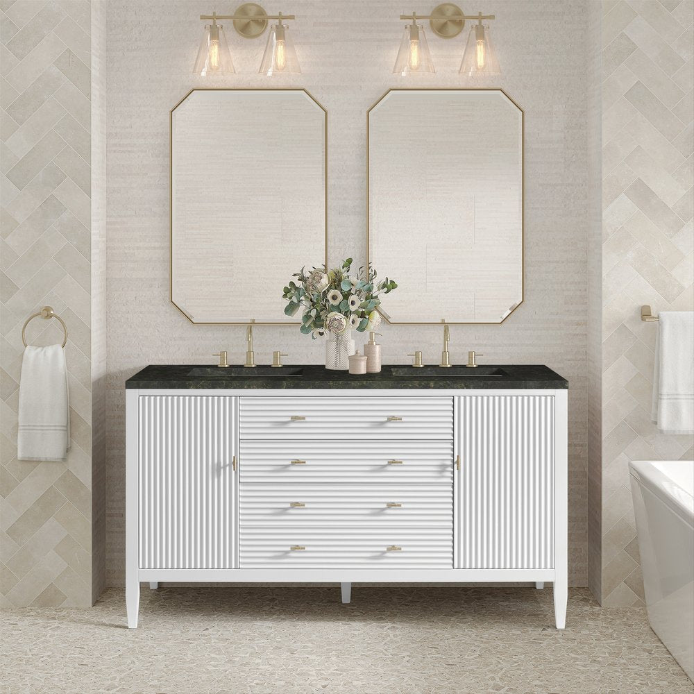 James Martin - Myrrin 60" Double Vanity, Bright White, w/ 3 CM Phantome Eclos Top - 485-V60D-BW-3PHT view 3