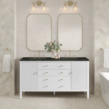 James Martin - Myrrin 60" Double Vanity, Bright White, w/ 3 CM Phantome Eclos Top - 485-V60D-BW-3PHT view 3