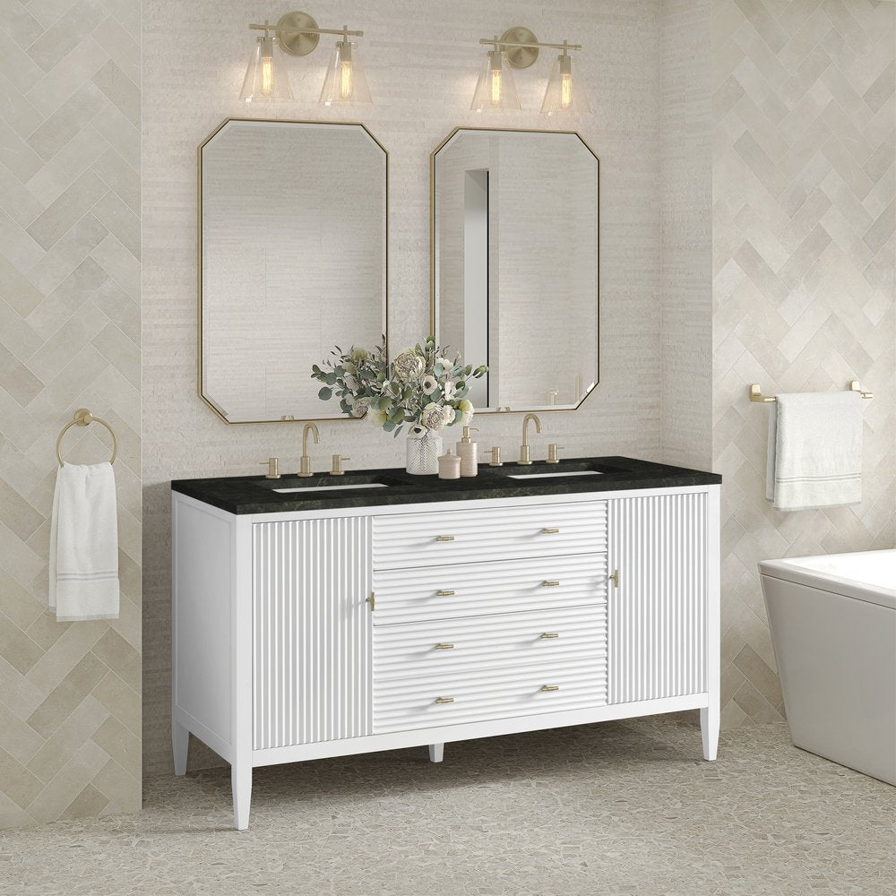 James Martin - Myrrin 60" Double Vanity, Bright White, w/ 3 CM Phantome Eclos Top - 485-V60D-BW-3PHT view 4