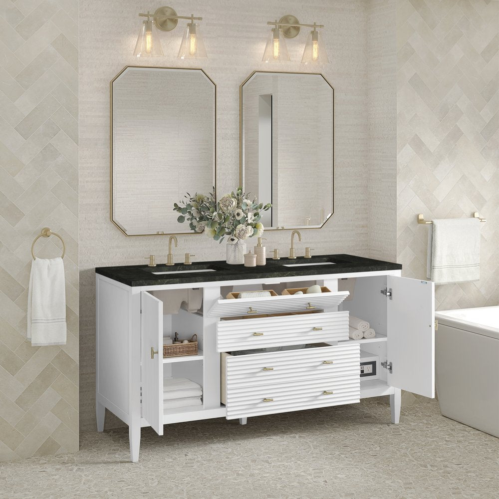 James Martin - Myrrin 60" Double Vanity, Bright White, w/ 3 CM Phantome Eclos Top - 485-V60D-BW-3PHT view 5