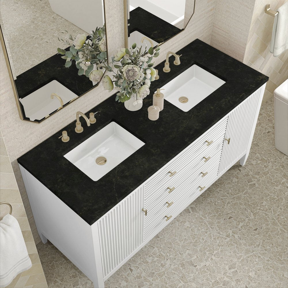 James Martin - Myrrin 60" Double Vanity, Bright White, w/ 3 CM Phantome Eclos Top - 485-V60D-BW-3PHT view 7