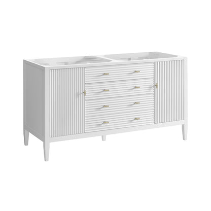 James Martin - Myrrin 60" Double Vanity, Bright White, w/ 3 CM Siberian Silestone Top - 485-V60D-BW-3SFR view 2