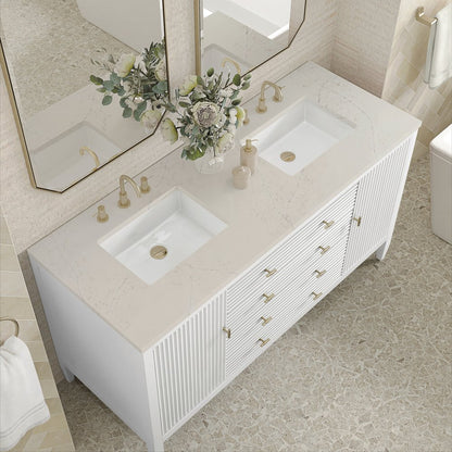 James Martin - Myrrin 60" Double Vanity, Bright White, w/ 3 CM Siberian Silestone Top - 485-V60D-BW-3SFR view 7