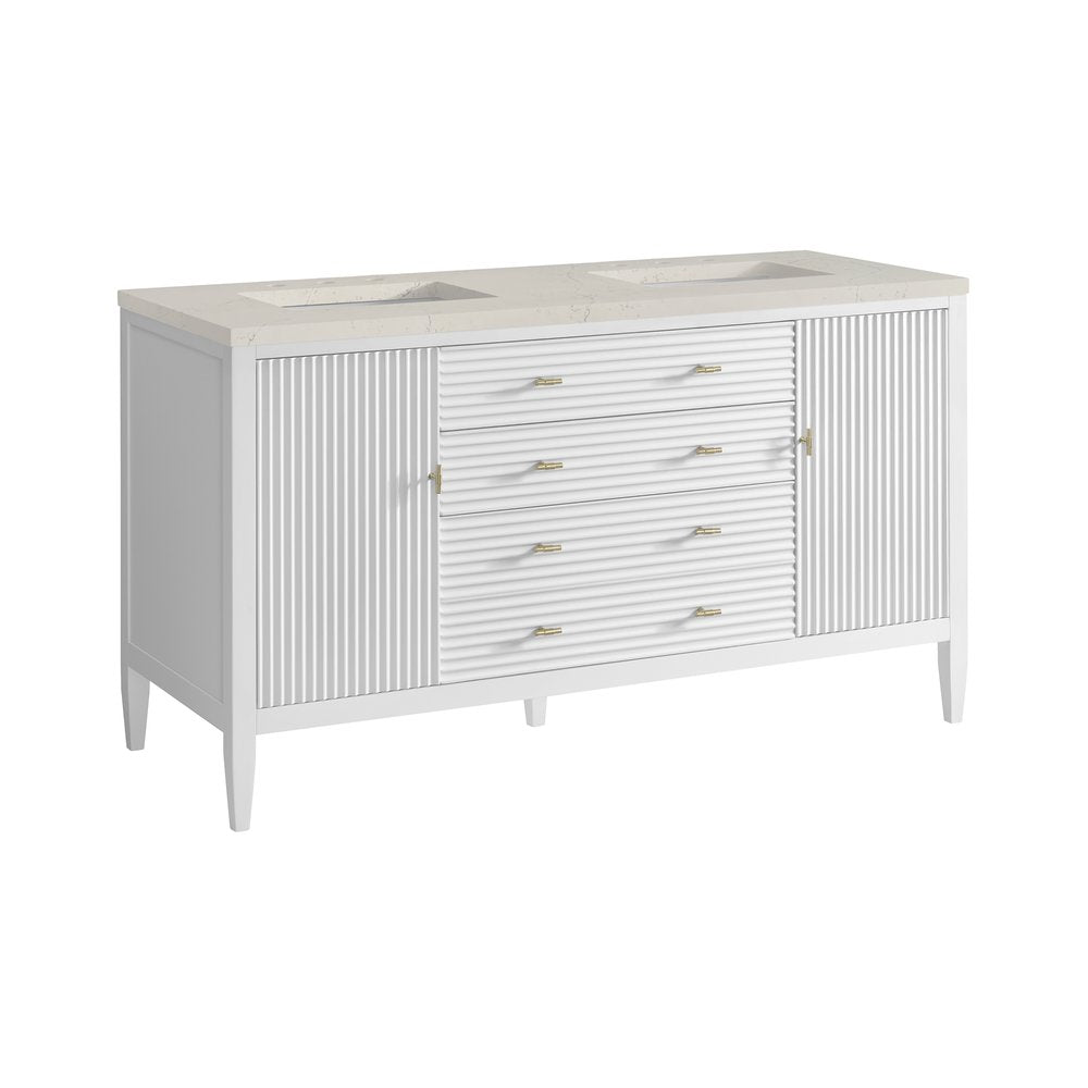 James Martin - Myrrin 60" Double Vanity, Bright White, w/ 3 CM Siberian Silestone Top - 485-V60D-BW-3SFR view 10