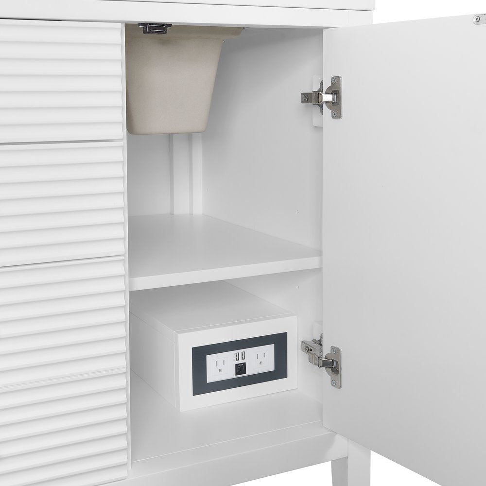 James Martin - Myrrin 60" Double Vanity, Bright White, w/ 3 CM Siberian Silestone Top - 485-V60D-BW-3SFR view 11