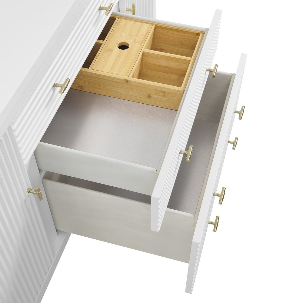 James Martin - Myrrin 60" Double Vanity, Bright White, w/ 3 CM Siberian Silestone Top - 485-V60D-BW-3SFR view 12
