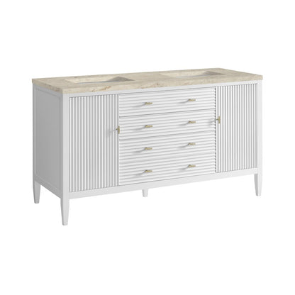 James Martin - Myrrin 60" Double Vanity, Bright White, w/ 3 CM Tajnar Eclos Top - 485-V60D-BW-3TJR view 10