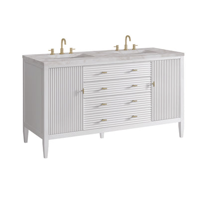 James Martin - Myrrin 60" Double Vanity, Bright White w/ 3 CM Victorian Silver Silestone Top - 485-V60D-BW-3VSL view 10