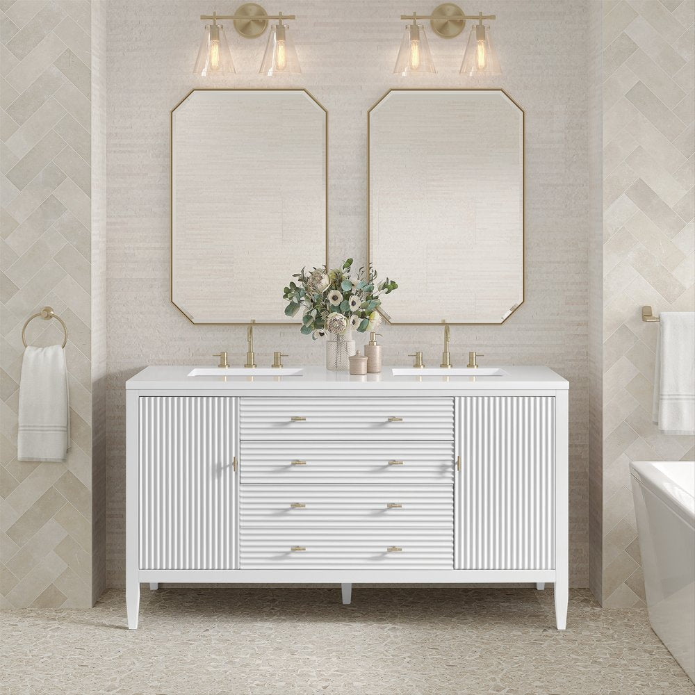 James Martin - Myrrin 60" Double Vanity, Bright White w/ 3 CM White Zeus Silestone Top - 485-V60D-BW-3WZ view 3