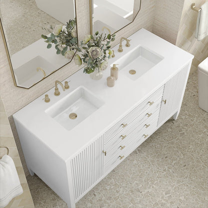 James Martin - Myrrin 60" Double Vanity, Bright White w/ 3 CM White Zeus Silestone Top - 485-V60D-BW-3WZ view 7
