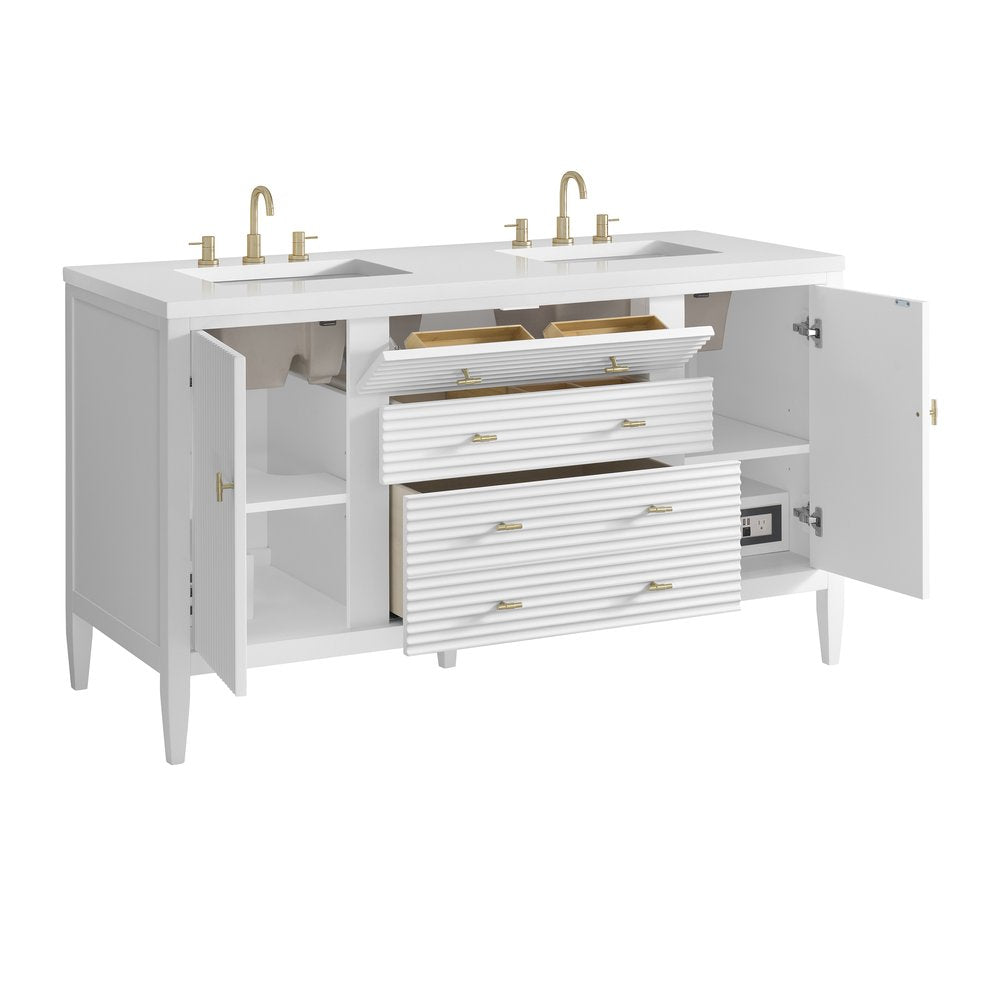 James Martin - Myrrin 60" Double Vanity, Bright White w/ 3 CM White Zeus Silestone Top - 485-V60D-BW-3WZ view 10