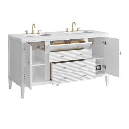James Martin - Myrrin 60" Double Vanity, Bright White w/ 3 CM White Zeus Silestone Top - 485-V60D-BW-3WZ view 10