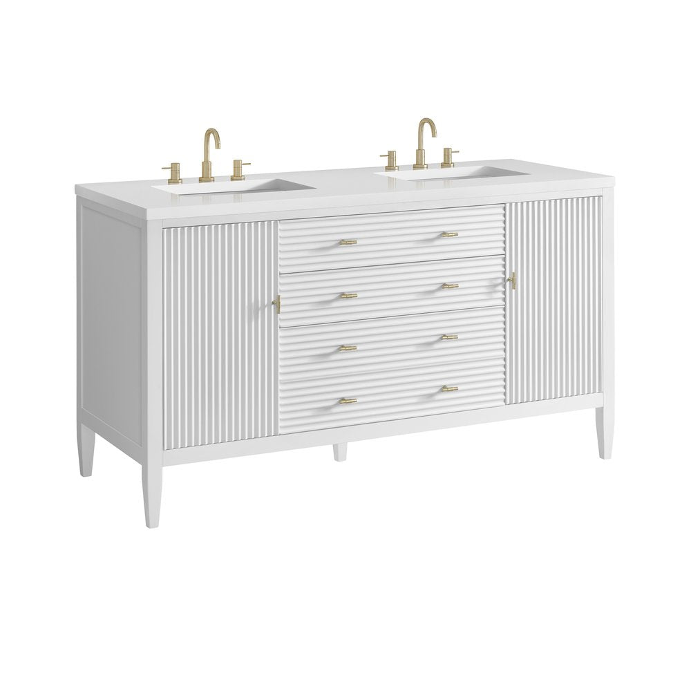 James Martin - Myrrin 60" Double Vanity, Bright White w/ 3 CM White Zeus Silestone Top - 485-V60D-BW-3WZ view 12