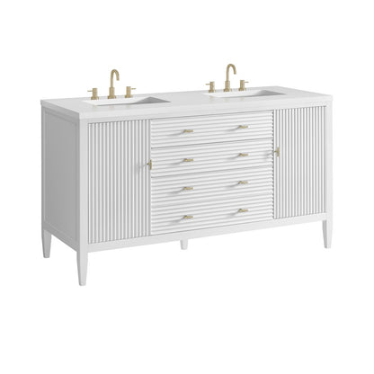 James Martin - Myrrin 60" Double Vanity, Bright White w/ 3 CM White Zeus Silestone Top - 485-V60D-BW-3WZ view 12