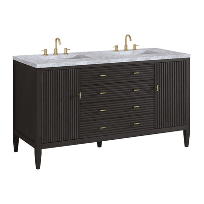 James Martin - Myrrin 60" Double Vanity, Carbon Oak w/ 3 CM Carrara White Marble Top - 485-V60D-CBO-3CAR view 10