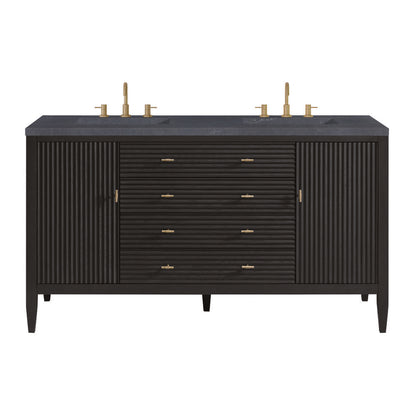 James Martin - Myrrin 60" Double Vanity, Carbon Oak w/ 3 CM Charcoal Soapstone Silestone Top - 485-V60D-CBO-3CSP view 1