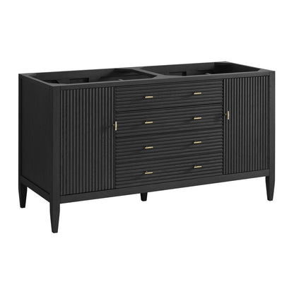 James Martin - Myrrin 60" Double Vanity, Carbon Oak w/ 3 CM Charcoal Soapstone Silestone Top - 485-V60D-CBO-3CSP view 2