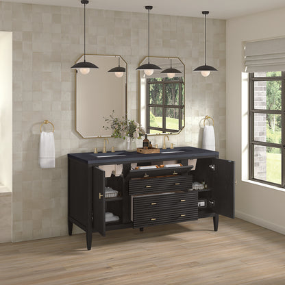 James Martin - Myrrin 60" Double Vanity, Carbon Oak w/ 3 CM Charcoal Soapstone Silestone Top - 485-V60D-CBO-3CSP view 5