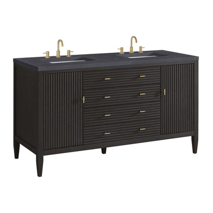 James Martin - Myrrin 60" Double Vanity, Carbon Oak w/ 3 CM Charcoal Soapstone Silestone Top - 485-V60D-CBO-3CSP view 10