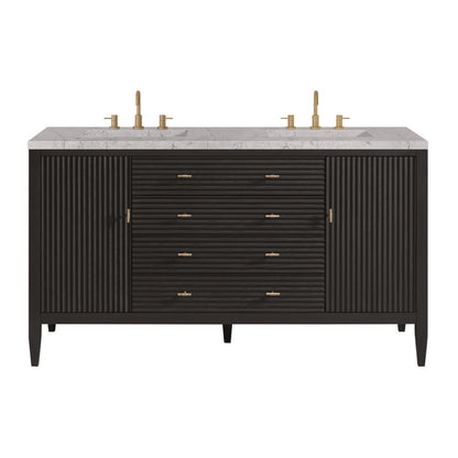 James Martin - Myrrin 60" Double Vanity, Carbon Oak w/ 3 CM Eternal Jasmine Pearl Silestone Top - 485-V60D-CBO-3EJP view 1