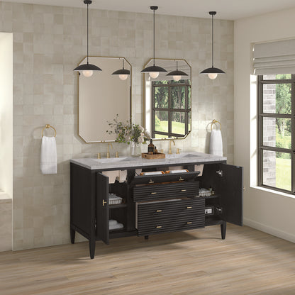 James Martin - Myrrin 60" Double Vanity, Carbon Oak w/ 3 CM Eternal Jasmine Pearl Silestone Top - 485-V60D-CBO-3EJP view 5
