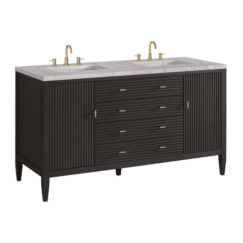 James Martin - Myrrin 60" Double Vanity, Carbon Oak w/ 3 CM Eternal Jasmine Pearl Silestone Top - 485-V60D-CBO-3EJP view 10
