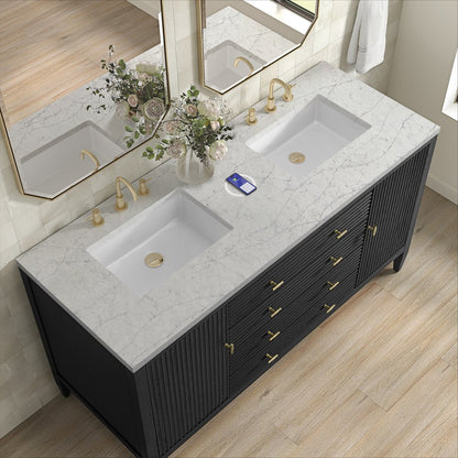James Martin - Myrrin 60" Double Vanity, Carbon Oak w/ 3 CM Eternal Jasmine Pearl Silestone Top w/FreePower Wireless Charger - 485-V60D-CBO-FEJP view 8
