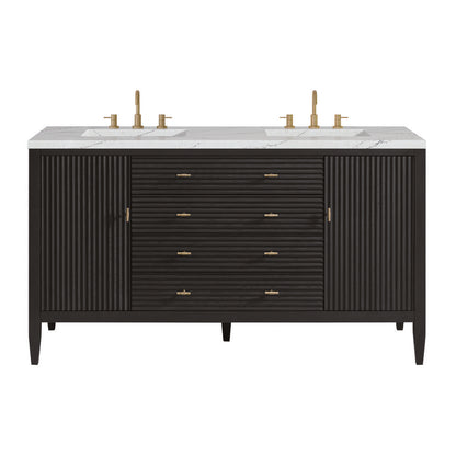 James Martin - Myrrin 60" Double Vanity, Carbon Oak w/ 3 CM Ethereal Noctis Silestone Top - 485-V60D-CBO-3ENC view 1