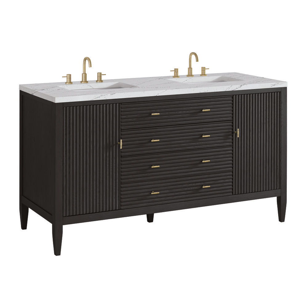 James Martin - Myrrin 60" Double Vanity, Carbon Oak w/ 3 CM Ethereal Noctis Silestone Top - 485-V60D-CBO-3ENC view 10
