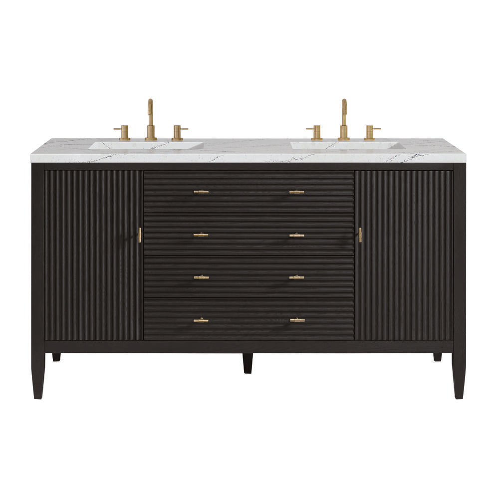 James Martin - Myrrin 60" Double Vanity, Carbon Oak w/ 3 CM Ethereal Noctis Silestone Top w/FreePower Wireless Charger - 485-V60D-CBO-FENC view 1