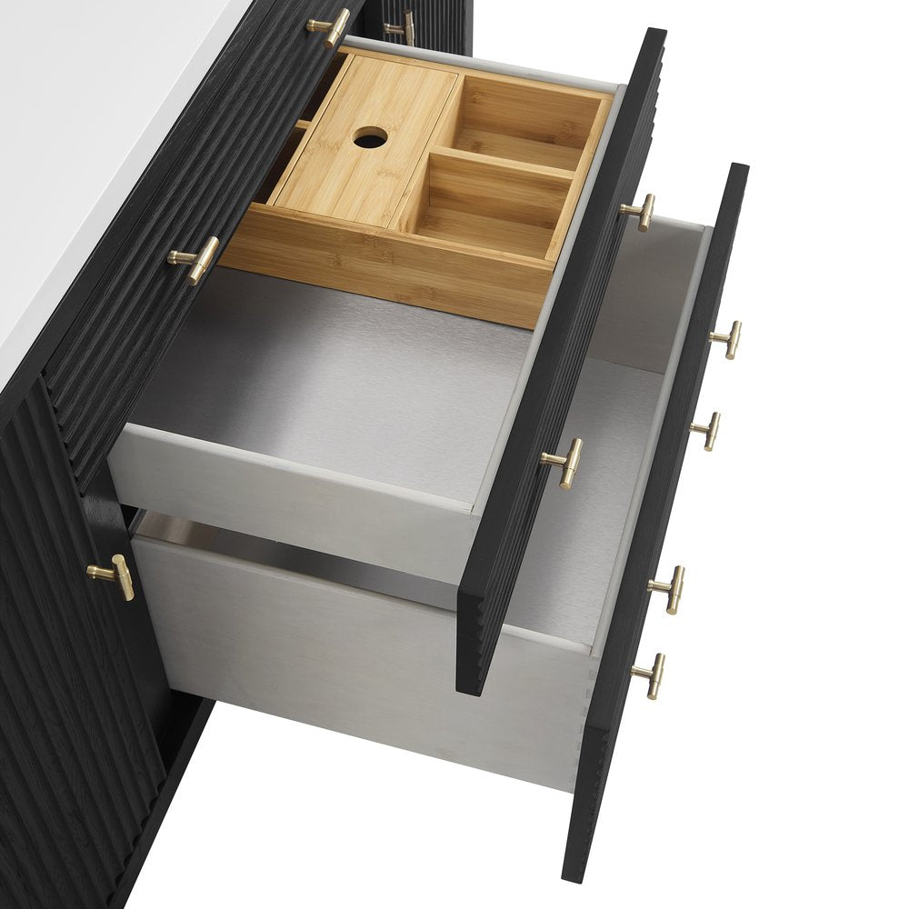 James Martin - Myrrin 60" Double Vanity, Carbon Oak w/ 3 CM Ethereal Noctis Silestone Top w/FreePower Wireless Charger - 485-V60D-CBO-FENC view 13