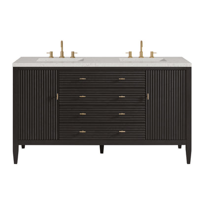 James Martin - Myrrin 60" Double Vanity, Carbon Oak w/ 3 CM Lime Delight Silestone Top - 485-V60D-CBO-3LDL view 1