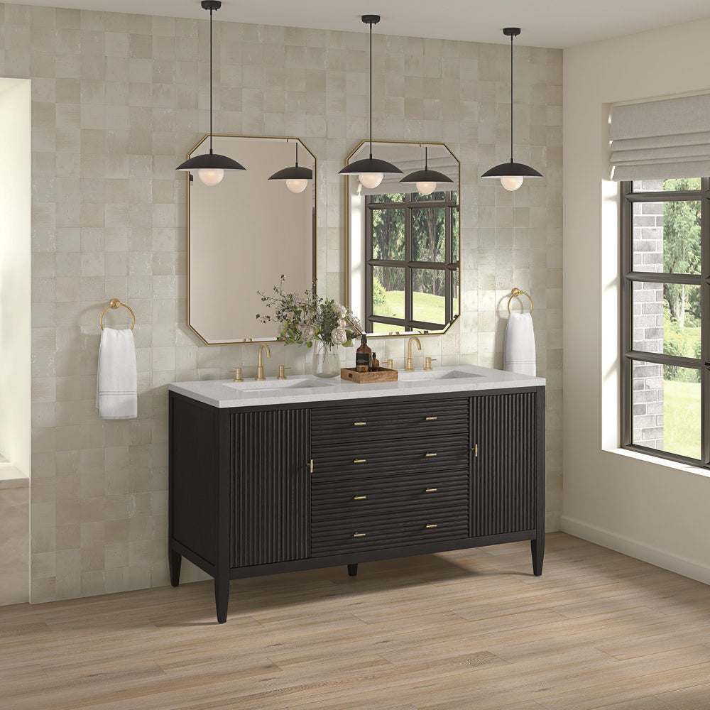 James Martin - Myrrin 60" Double Vanity, Carbon Oak w/ 3 CM Lime Delight Silestone Top - 485-V60D-CBO-3LDL view 4
