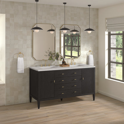 James Martin - Myrrin 60" Double Vanity, Carbon Oak w/ 3 CM Lime Delight Silestone Top - 485-V60D-CBO-3LDL view 4